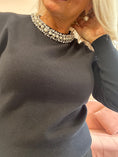 Load image into Gallery viewer, Sparkle & Pearl Jumper - Black - Wardrobe By Simone
