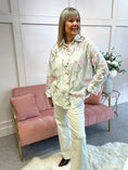 Load image into Gallery viewer, Rose Button Embroidered Shirt  - Soft Cream - Wardrobe By Simone

