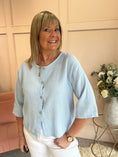 Load image into Gallery viewer, Cotton Buttoned Top  - Powder Blue - Wardrobe By Simone

