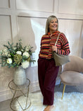 Load image into Gallery viewer, Striped Knit Cardigan - Burnt Orange/Brown
