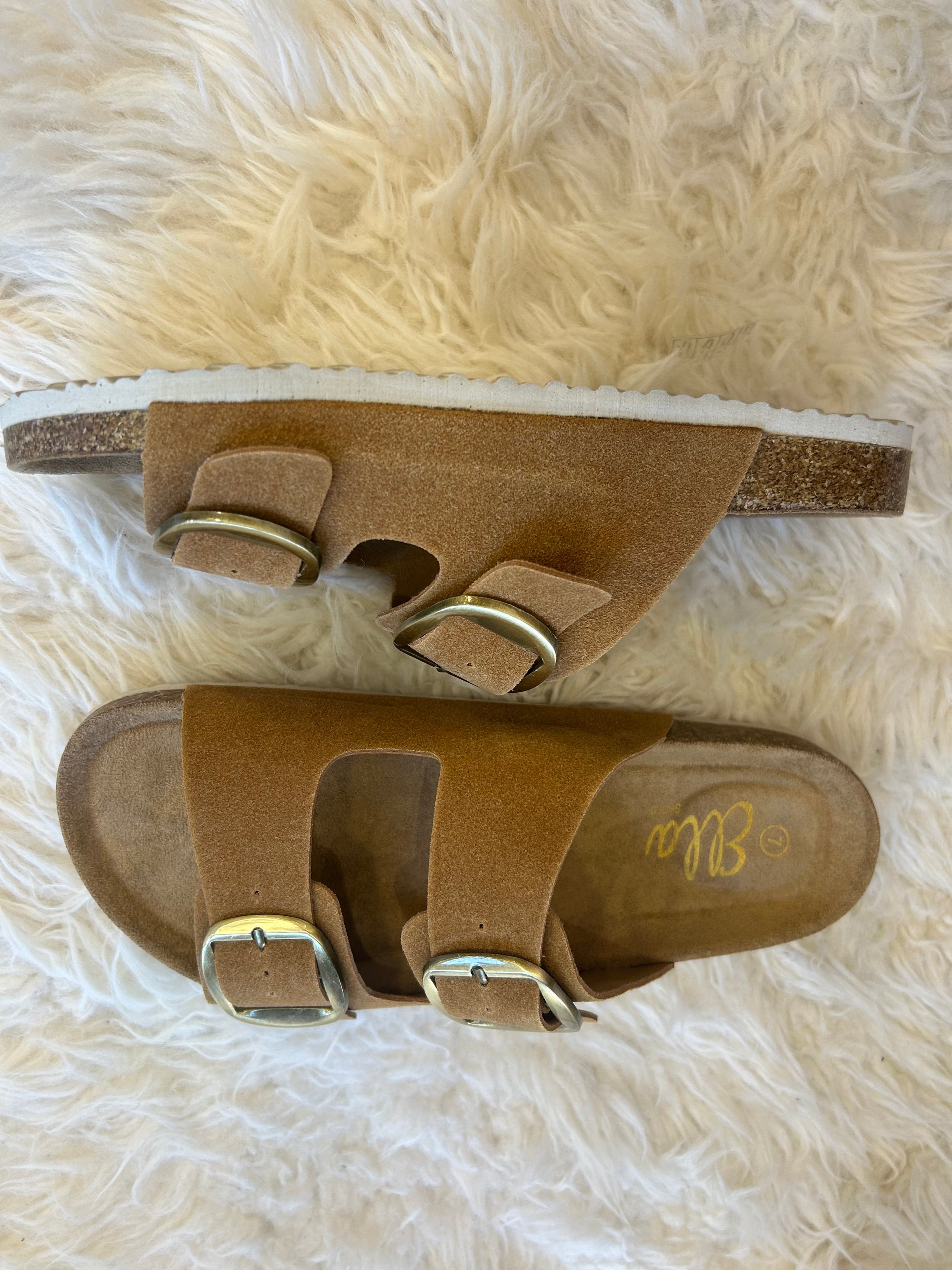 Violet Two Buckle Mule Sandal - Tan