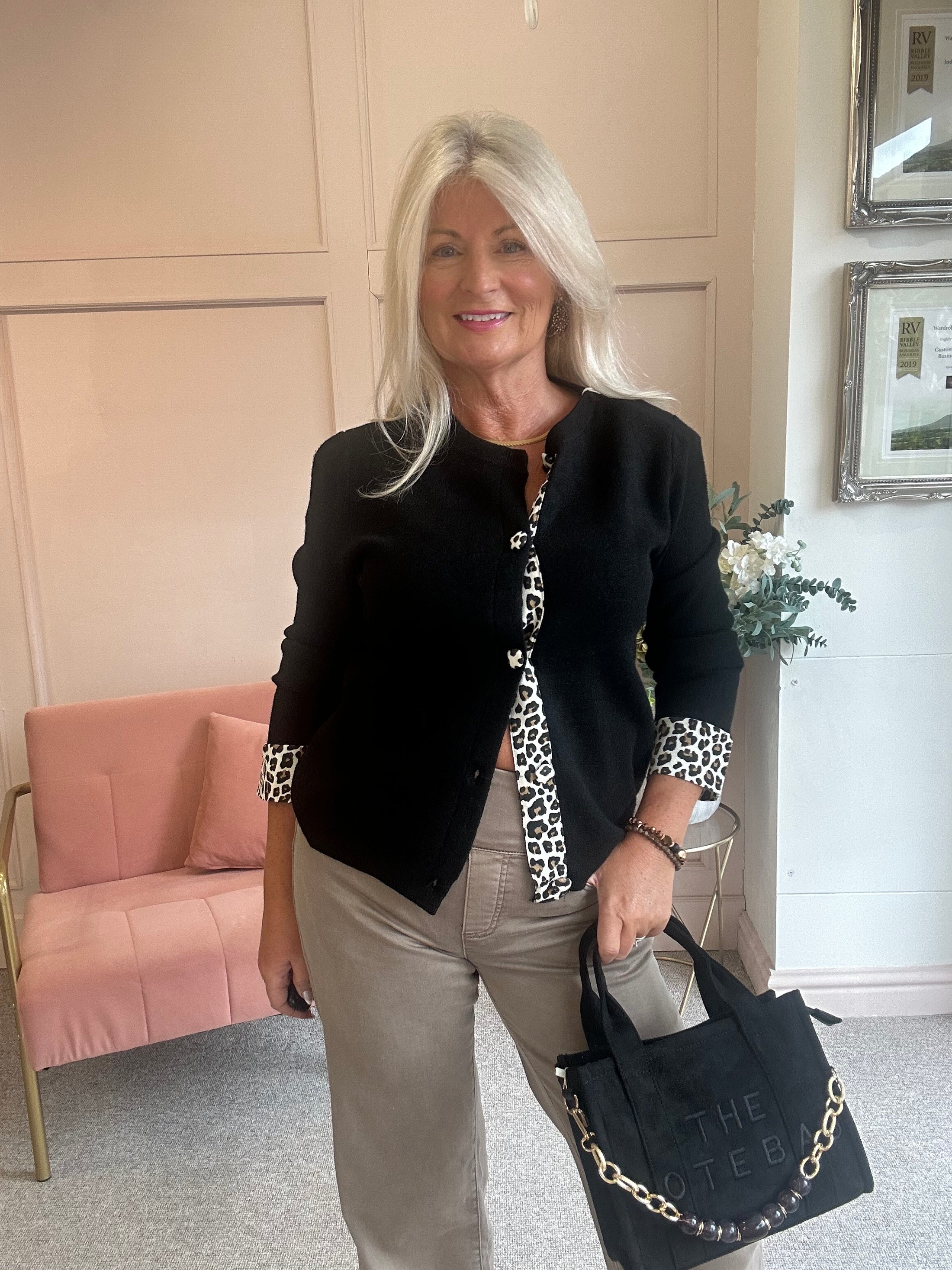 Leopard Edge Cardi Jacket - Black