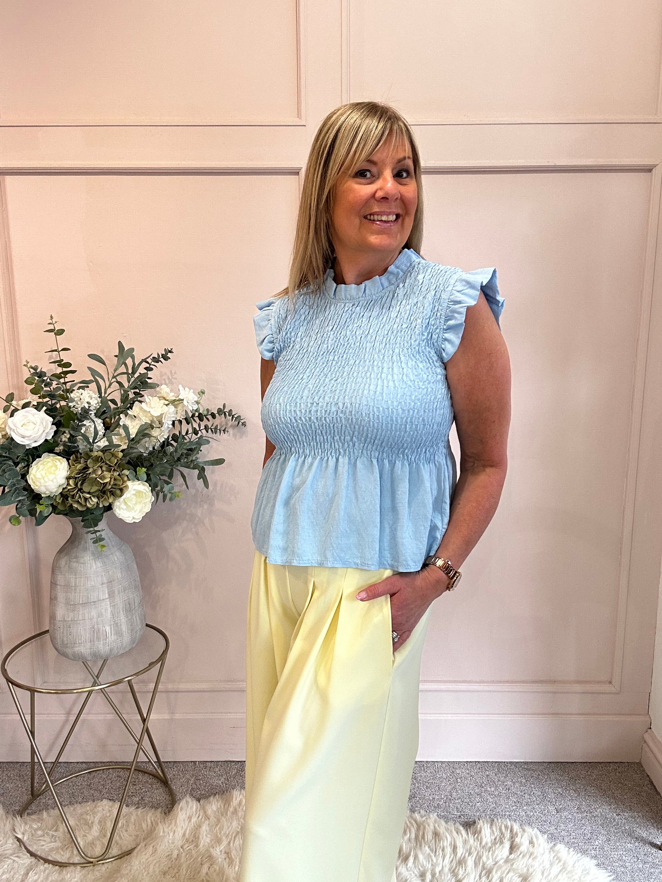 Cute Peplum Top - Baby Blue One Size