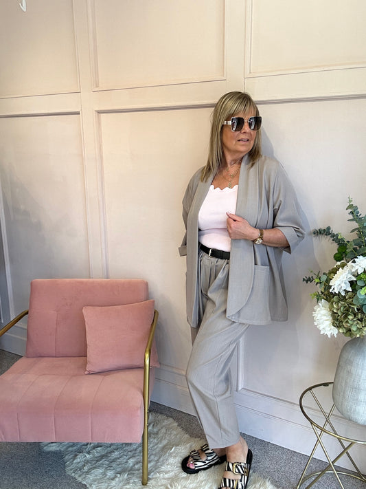 Blazer Oversized And Pant - Beige Coffee - Wardrobe By Simone