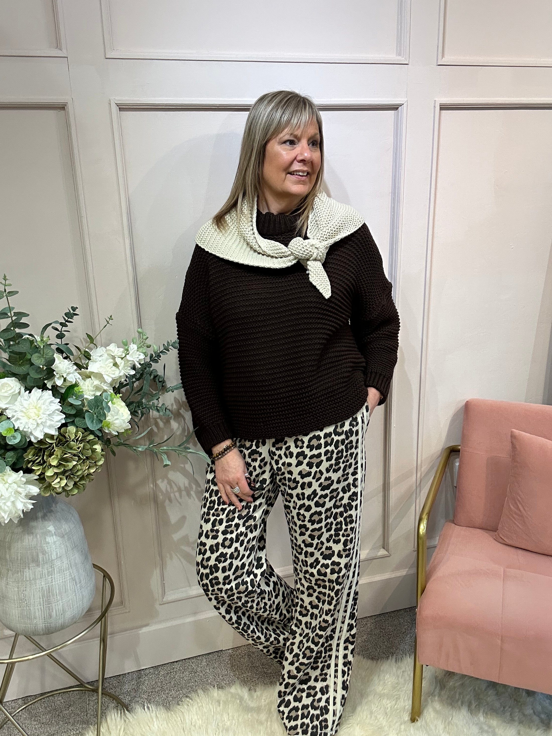 Fisherman Knit Jumper - Brown - Wardrobe By Simone