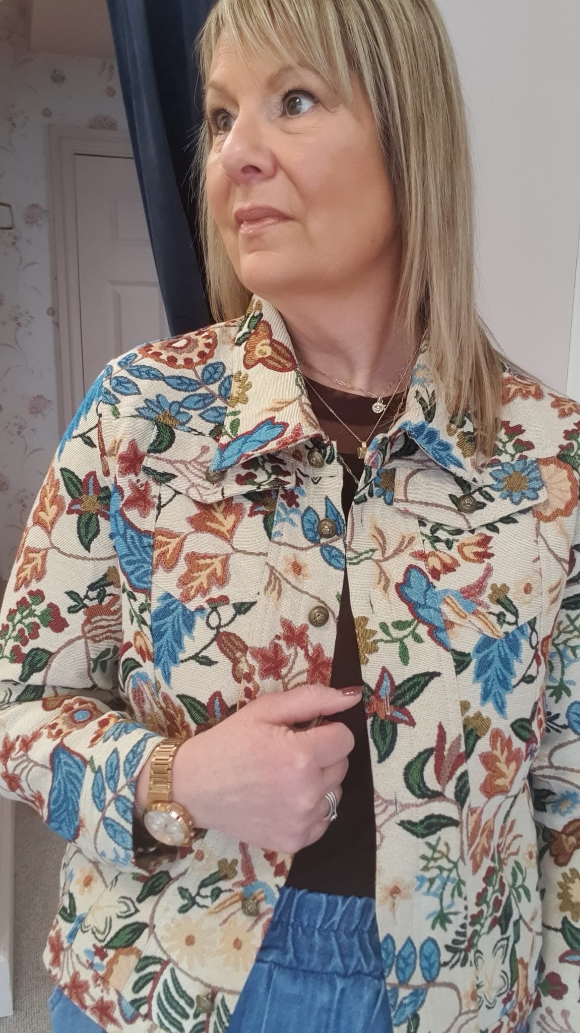 Vintage Floral  Canvas Jacket - Beige/Mix - Wardrobe By Simone