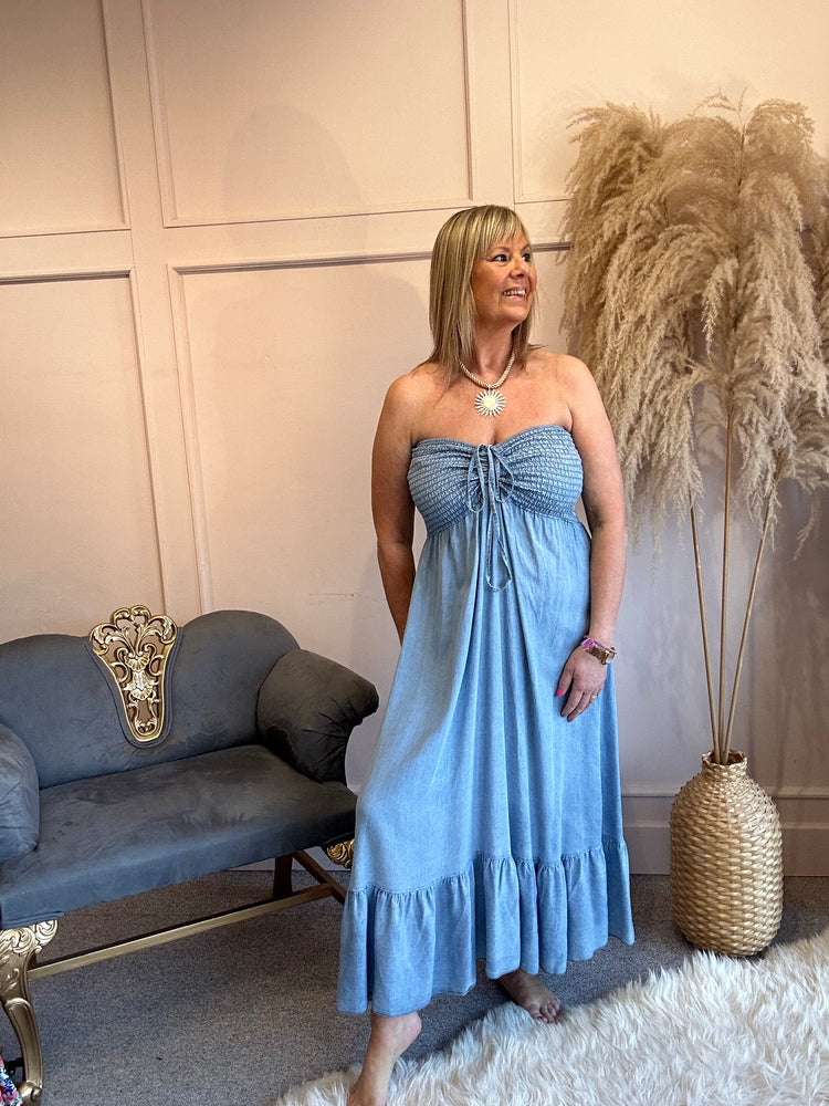 Strapless Maxi Sundress - Blue