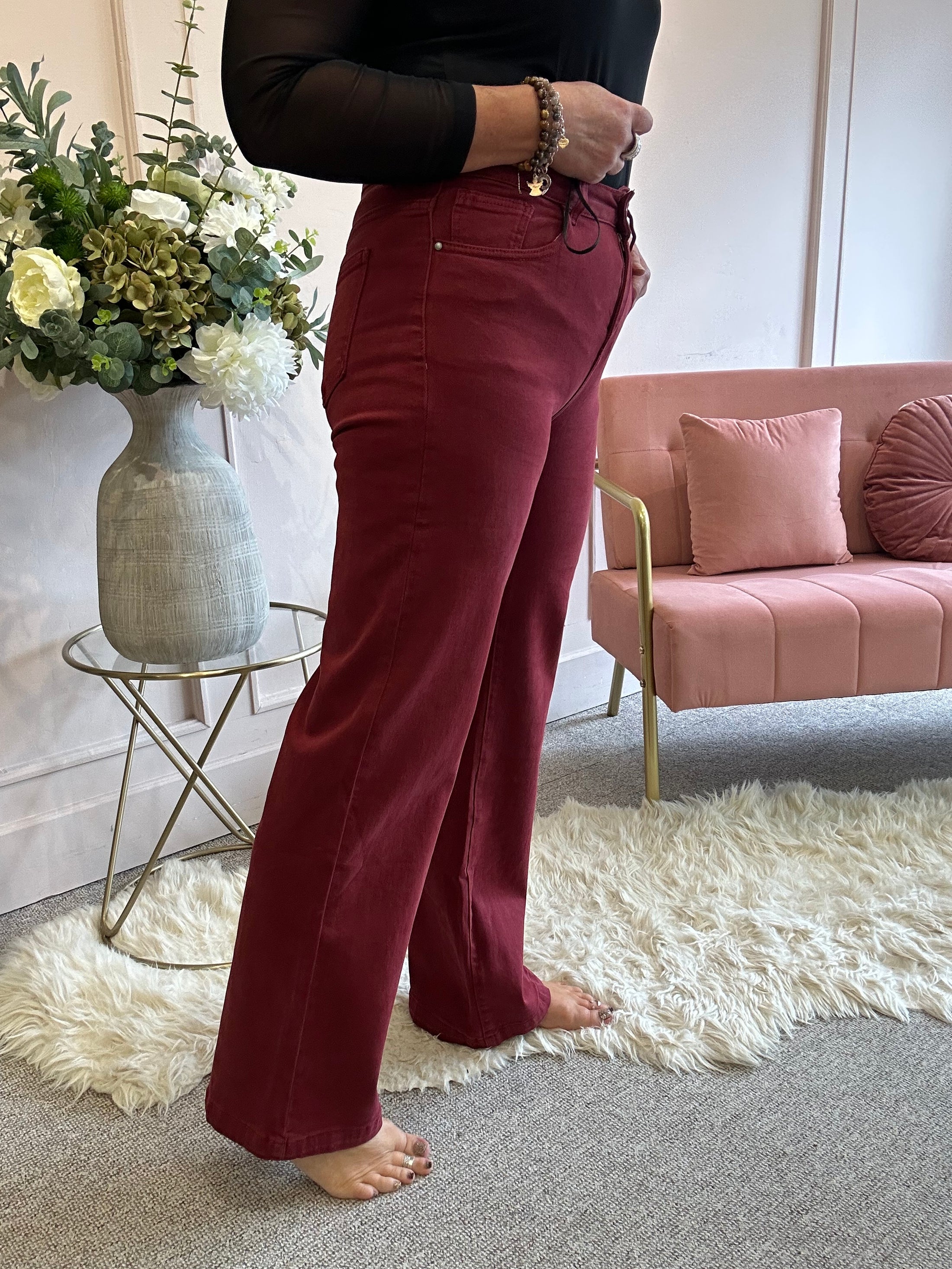 Super Cool Wide Jean - Burgundy