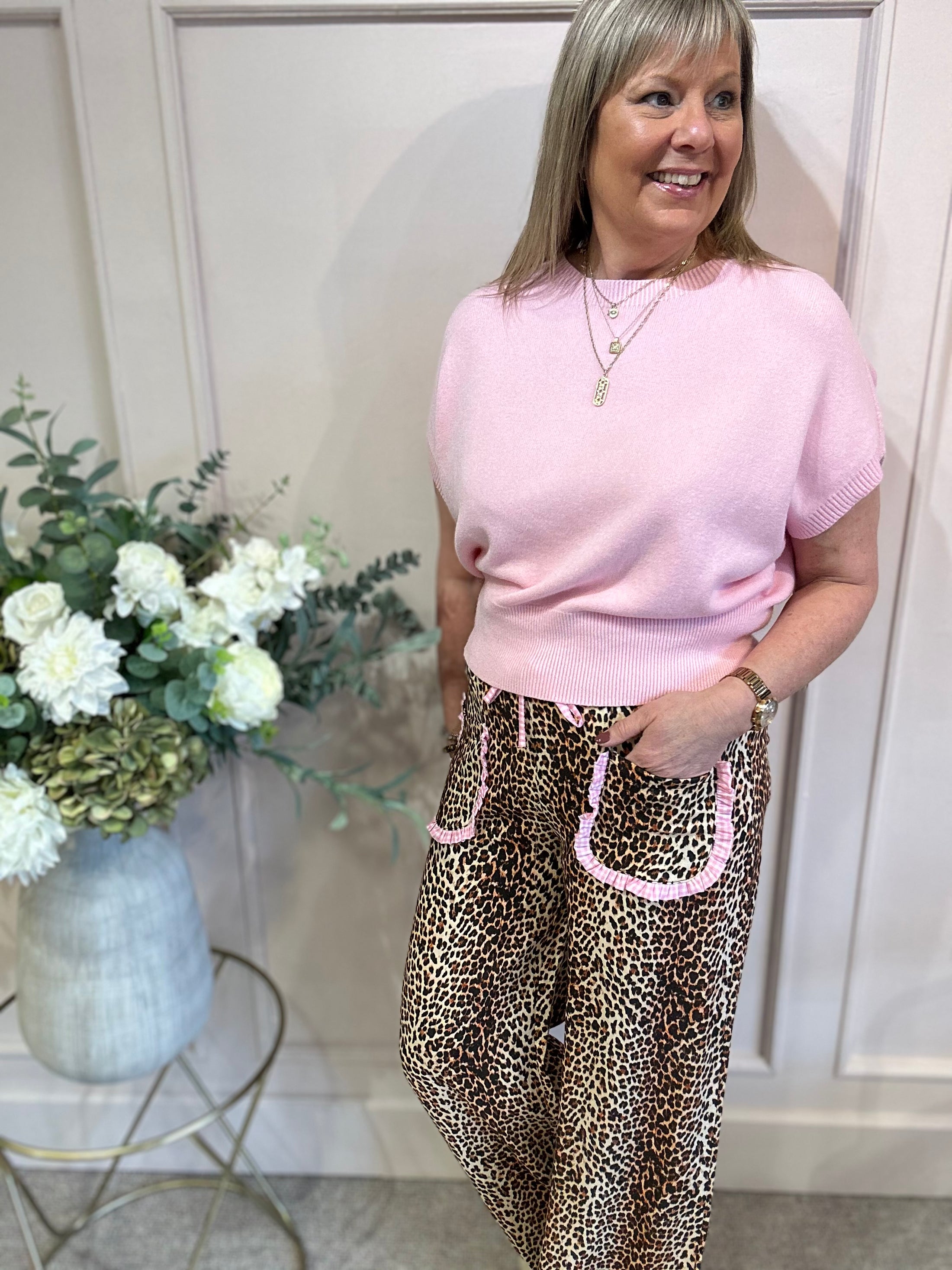 Leopard & Touch Of Gingham Pant - Leopard