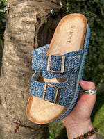 Lace Weave Band Mule - Blue