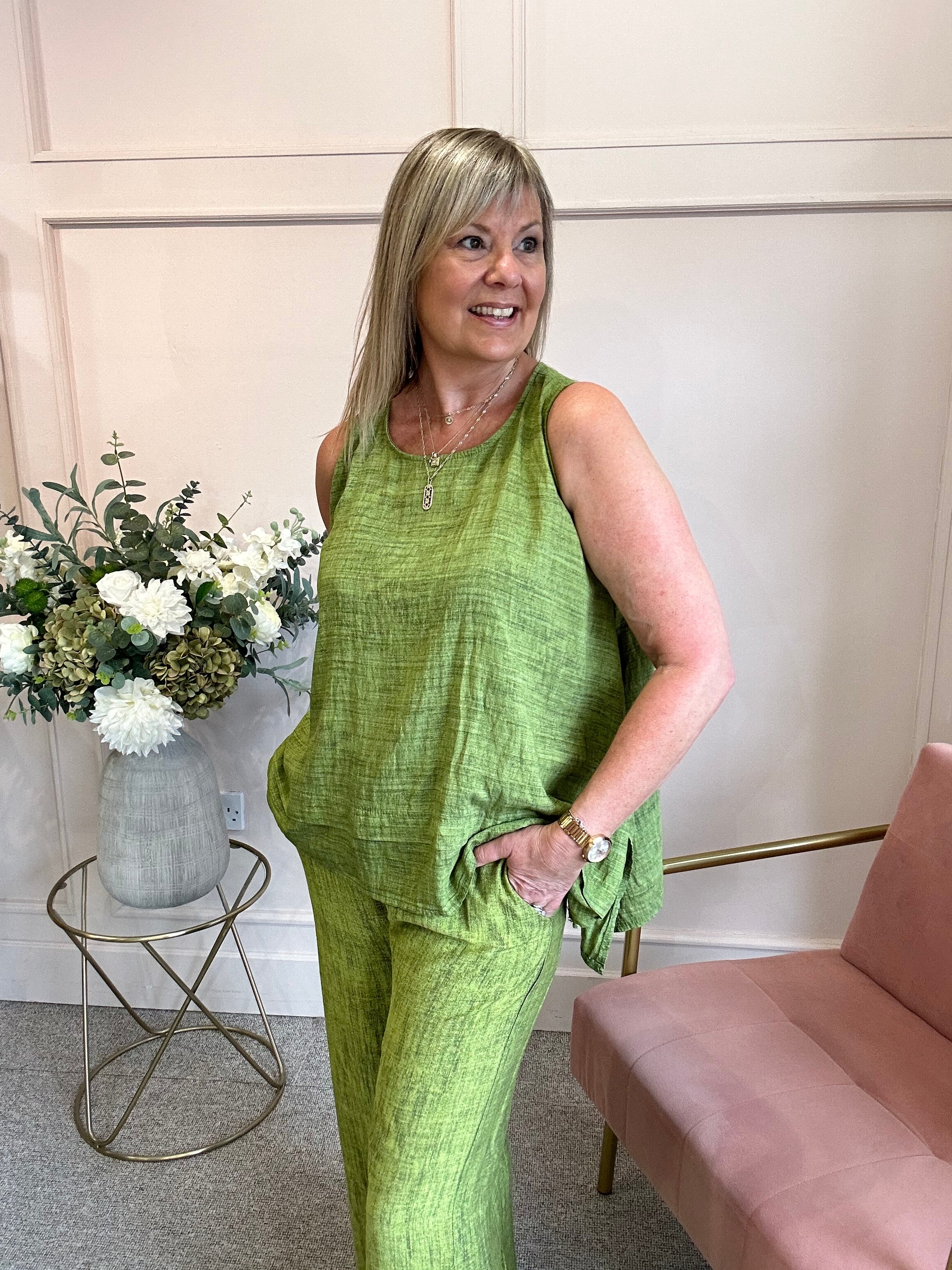 Sleeveless Top - Olive Green