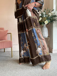 Load image into Gallery viewer, Horse & Bridle Silk Wide Pant - Brown/Blue - Wardrobe By Simone
