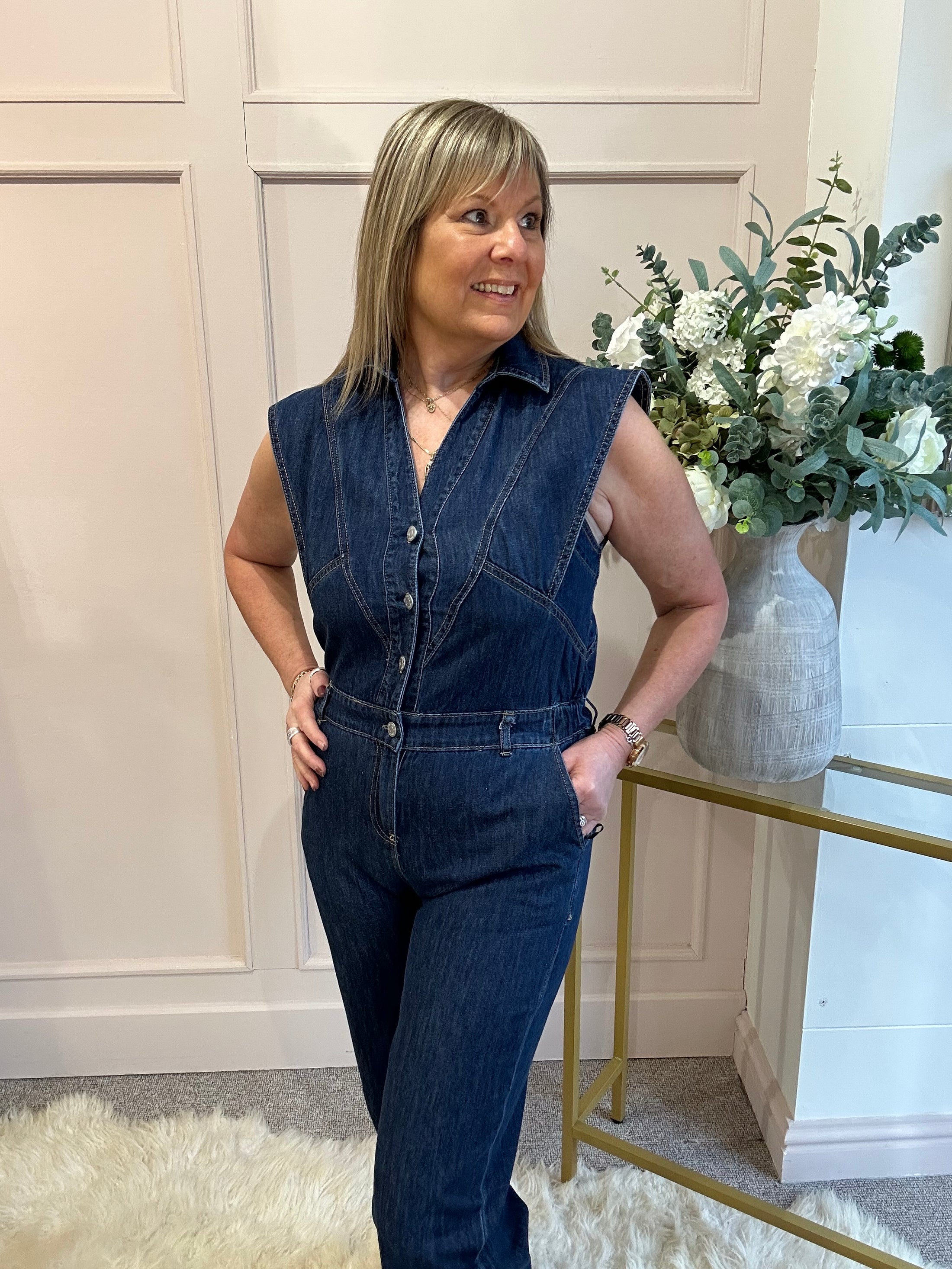 Denim Jumpsuit - Dark Denim - Wardrobe By Simone