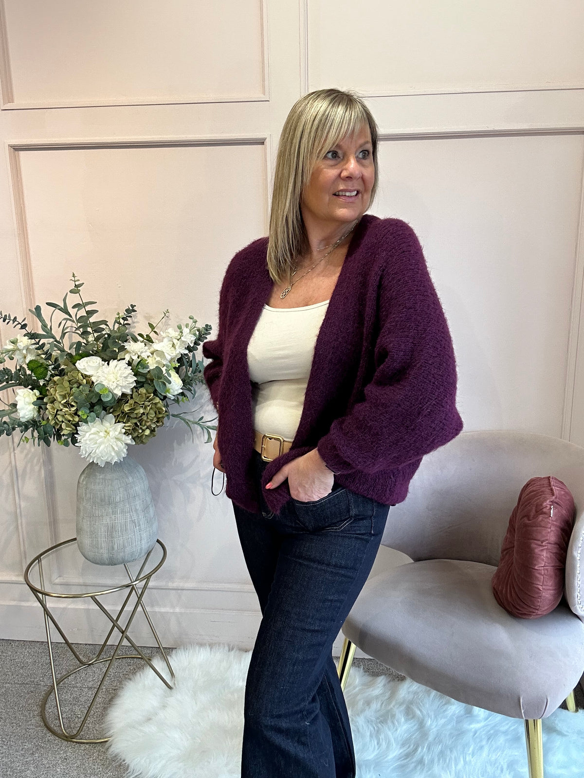 Soft Easy Cardigan - Plum