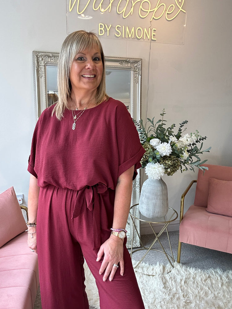 Stylish Jumpsuit - Burgundy