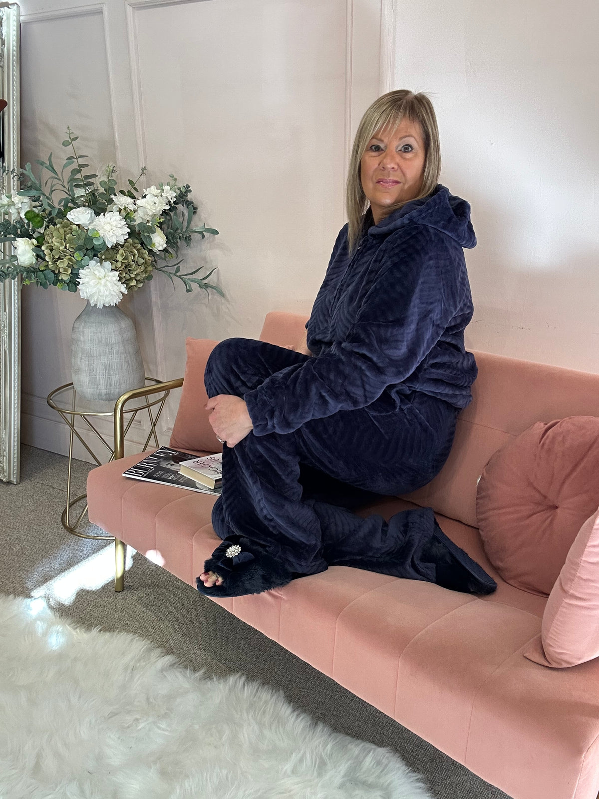Chevron Cosy Lounge Set - Rich Navy