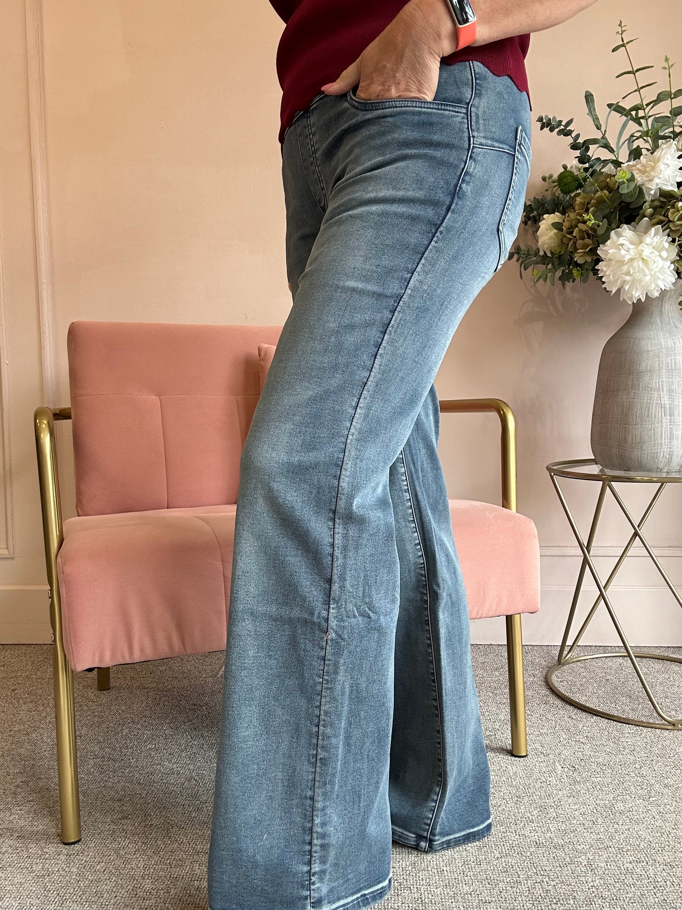 Jegging Wide Jeans - Mid Blue