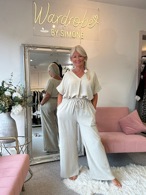 Wide Leg Pant - Beige