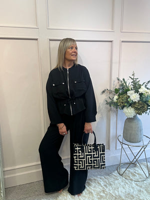 Jacket & Wide Pant Set - Black