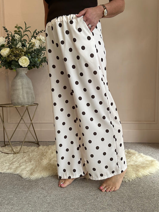 Polka Dot Trouser - Beige/Brown One size