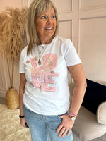 Love & Pink Pearl Touches T Shirt - White - Wardrobe By Simone