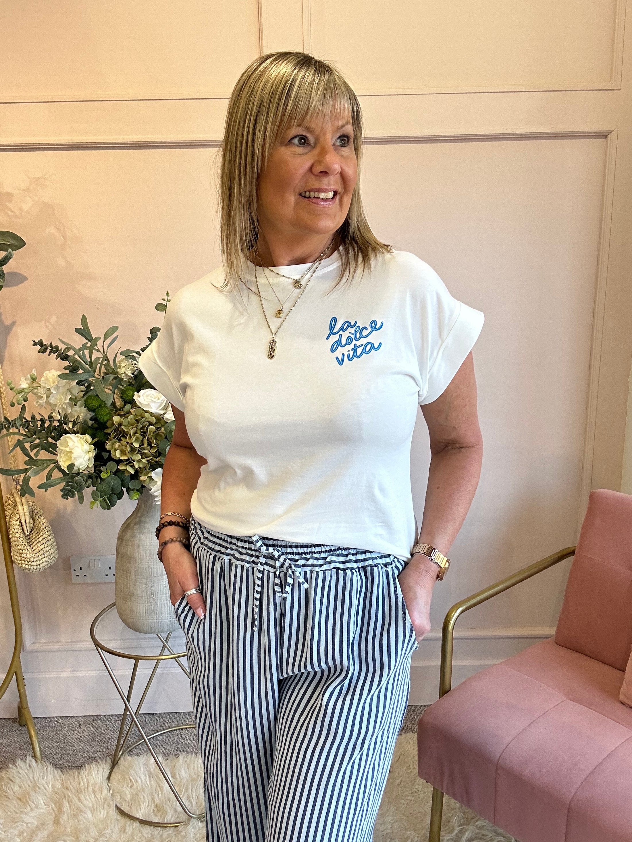 La Dolce Vita T Shirt  - White - Wardrobe By Simone