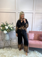 Satin trouser - Black/ Cheetah - Wardrobe By Simone