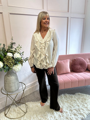 Boho Cascading Frill Shirt - Cream