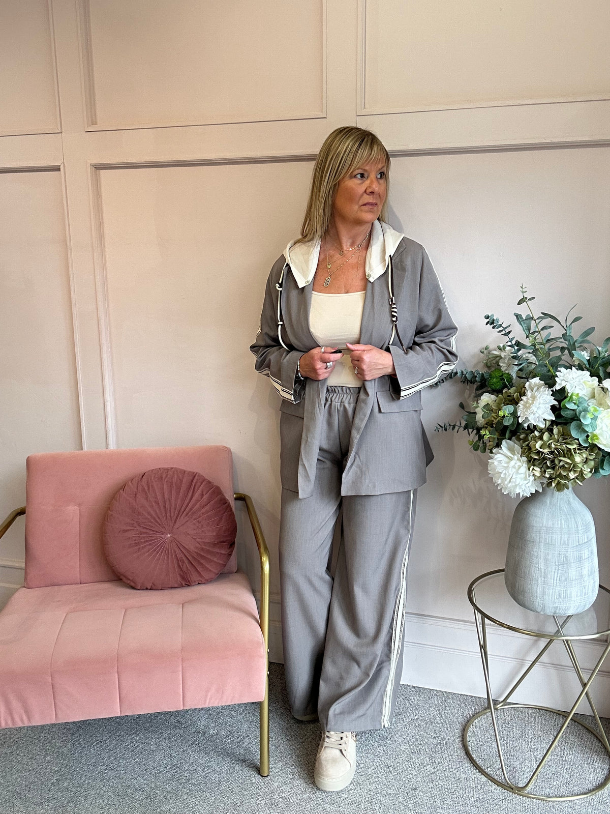Blazer With Hood - Taupe - Wardrobe By Simone