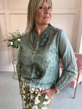 Load image into Gallery viewer, Embossed Floral Zip Jacket - Sage Green
