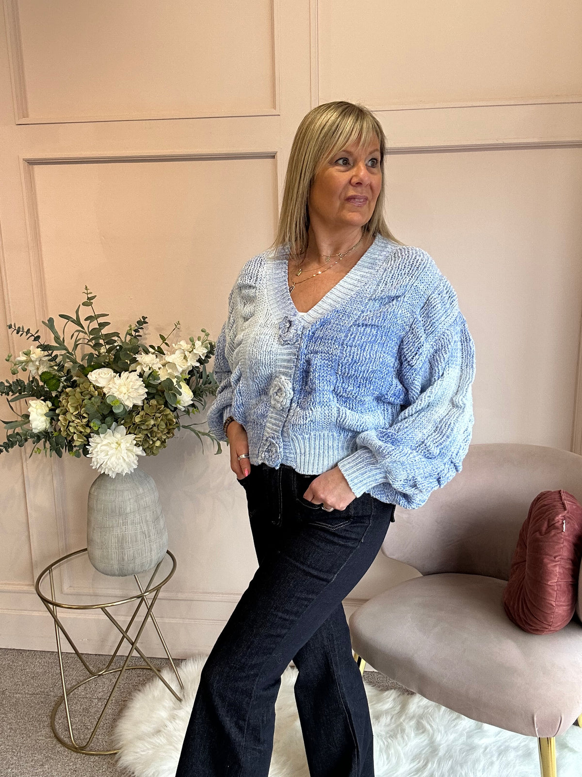 So Pretty Knit Cardigan - Pale Blue