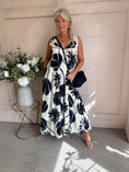 Load image into Gallery viewer, Bold Leaf Maxi Sundress - Navy/Cream - Wardrobe By Simone
