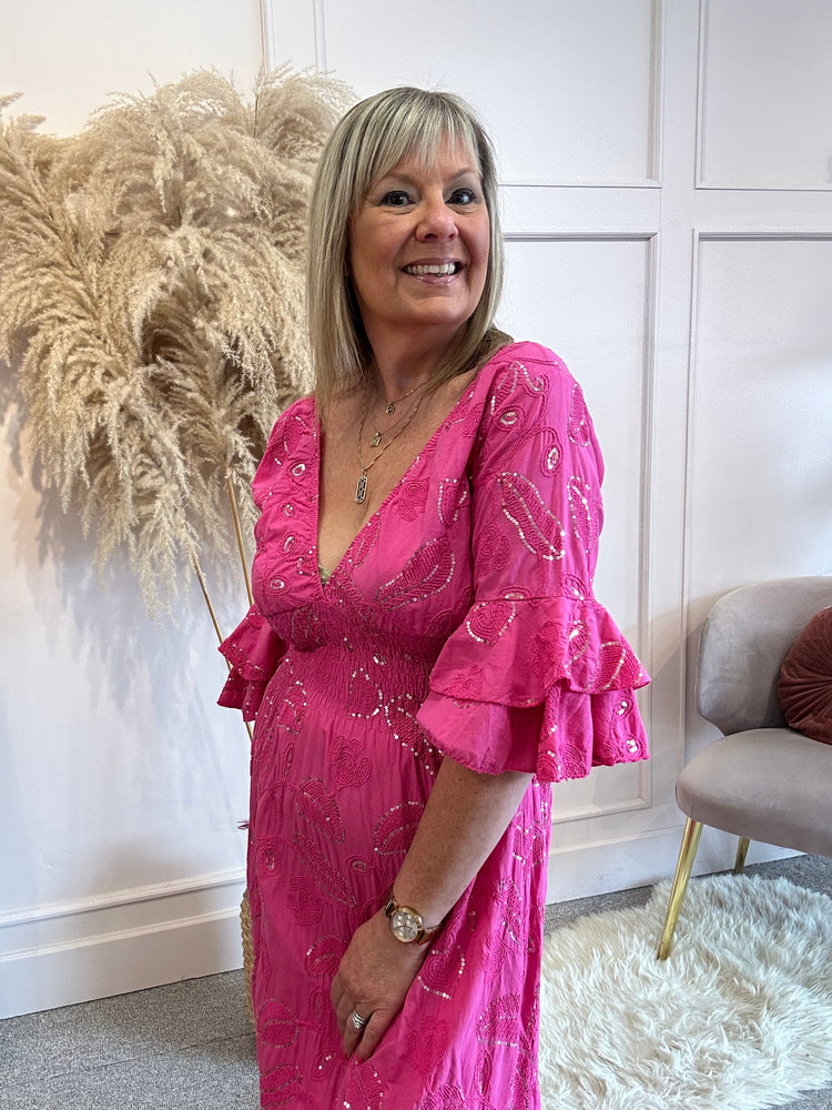Add a touch of sparkle Maxi Dress - Fuchsia