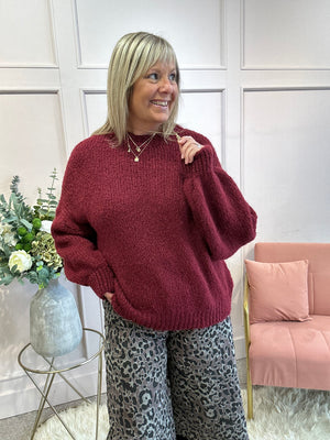 Chunky Knitted Jumper - Wine
