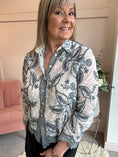Load image into Gallery viewer, Pretty Embroidered Lace Shirt - White/Grey - Wardrobe By Simone
