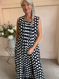Load image into Gallery viewer, Dotty Sleeveless Dress - Blue/White - Wardrobe By Simone
