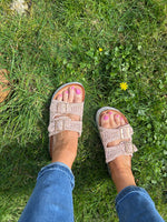 Lace Weave Band Mule - Pink