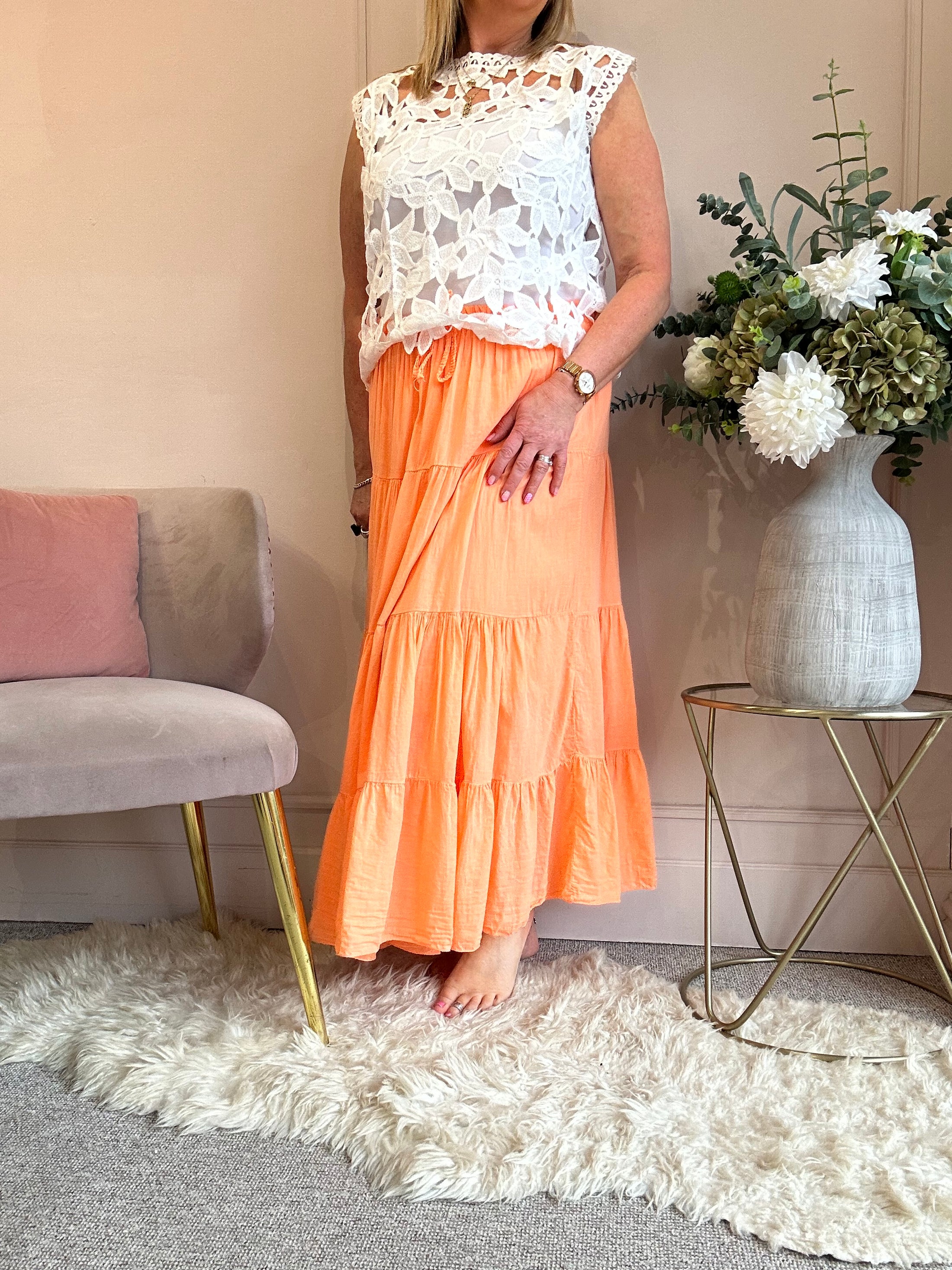 Gypsy Maxi Skirt - Orange - Wardrobe By Simone