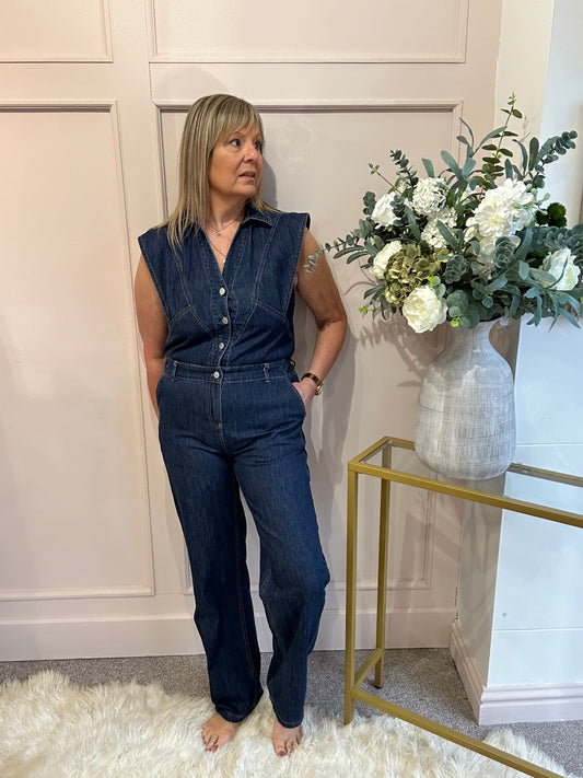Denim Jumpsuit - Dark Denim - Wardrobe By Simone