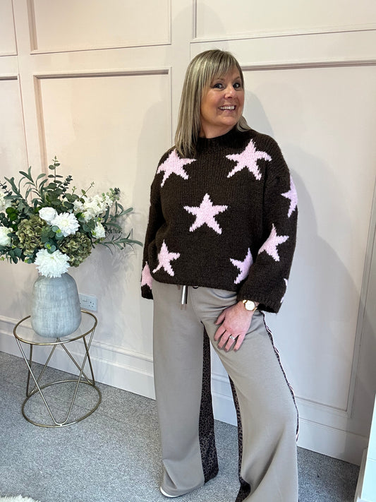 Star Jumper - Brown/Pink