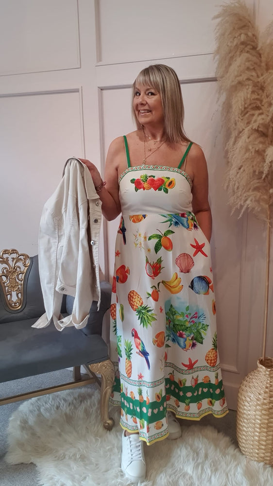 Fruits Of Summer Dress - Cream/Mix