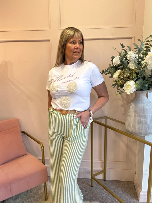 Shells Star & Pearls T-Shirt - White - Wardrobe By Simone