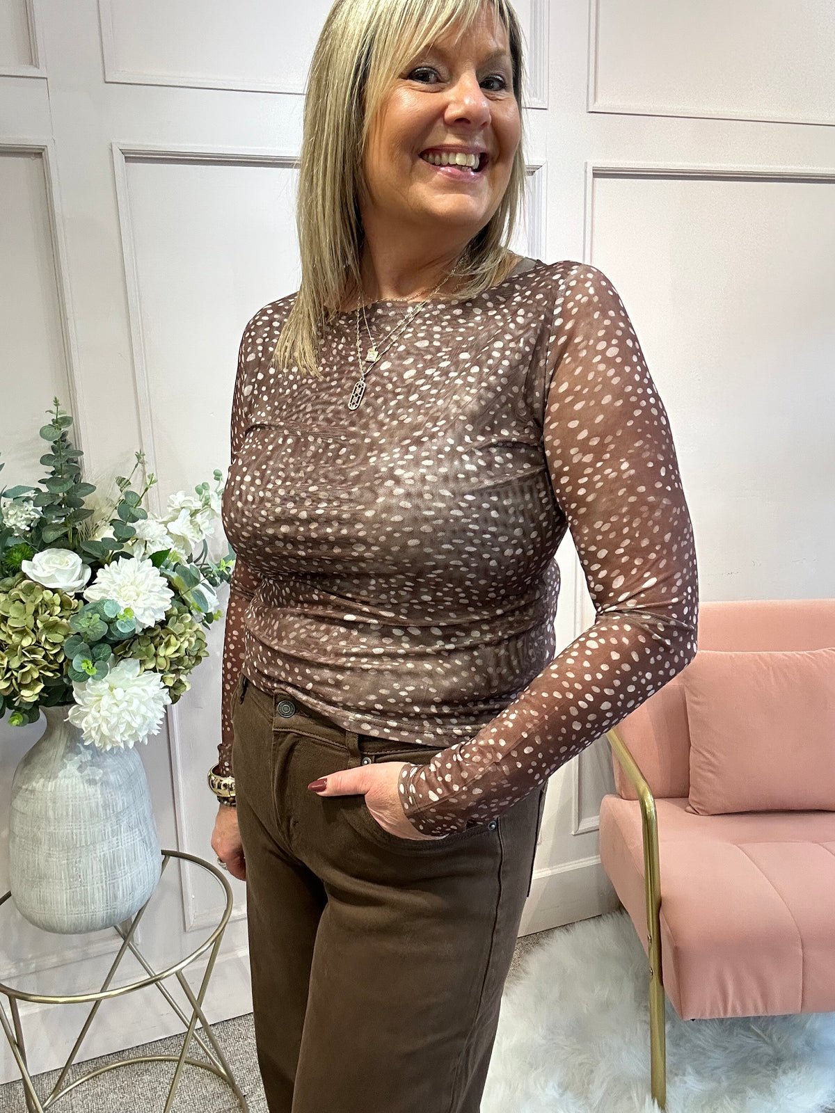 Soft Bambi Mesh Top - Beiges