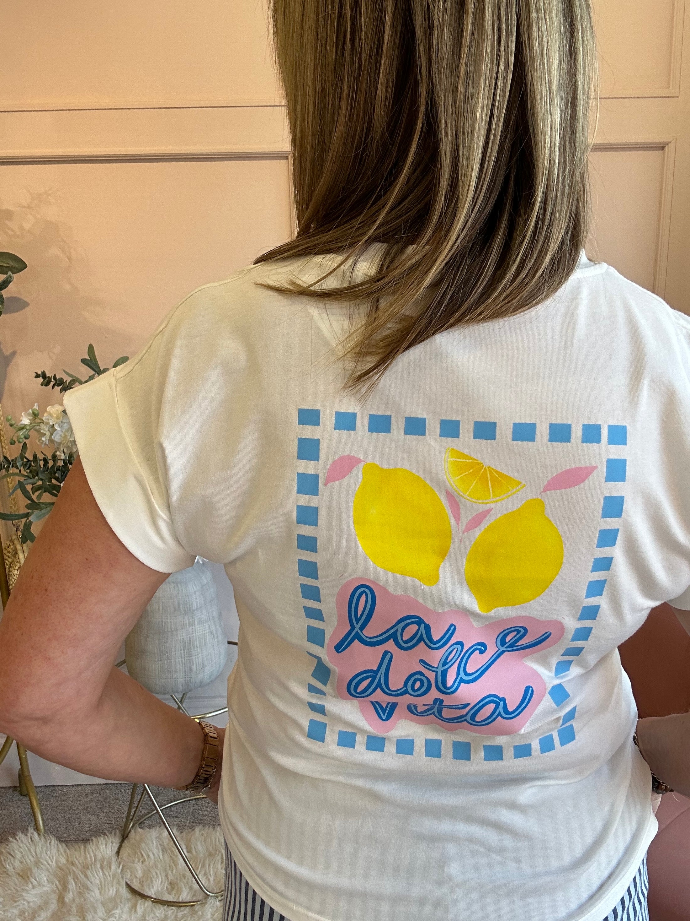 La Dolce Vita T Shirt  - White - Wardrobe By Simone