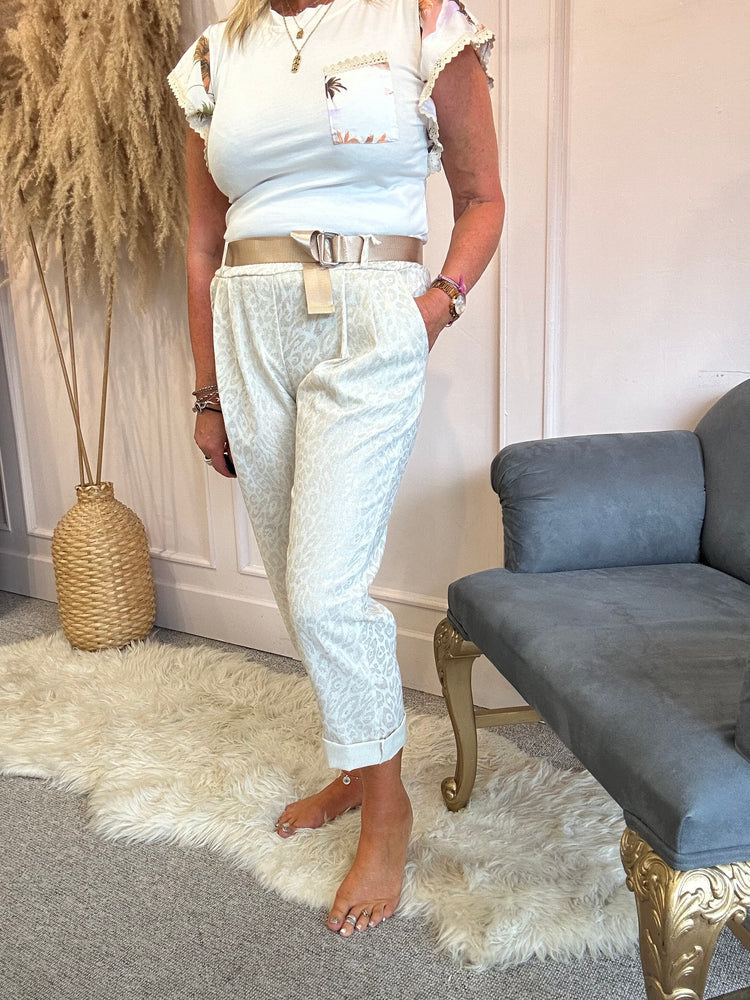 Gold leopard trouser - Cream/Gold - Wardrobe By Simone