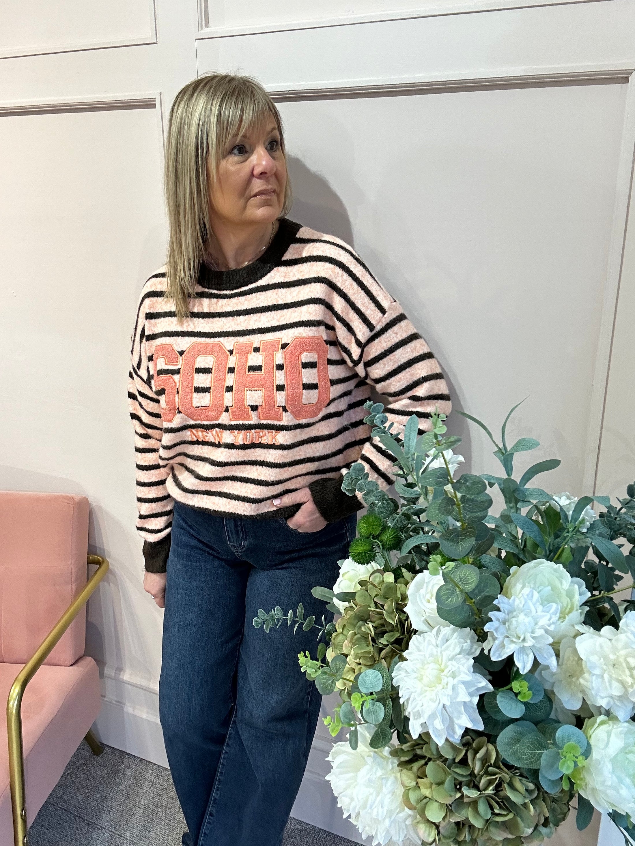 Soho New York Jumper - Brown/Peachy Coral - Wardrobe By Simone