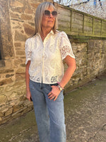 Collared Crochet Shirt - White