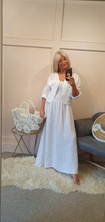 Linen Sundress & Little Jacket Co-ord Set - White - Wardrobe By Simone