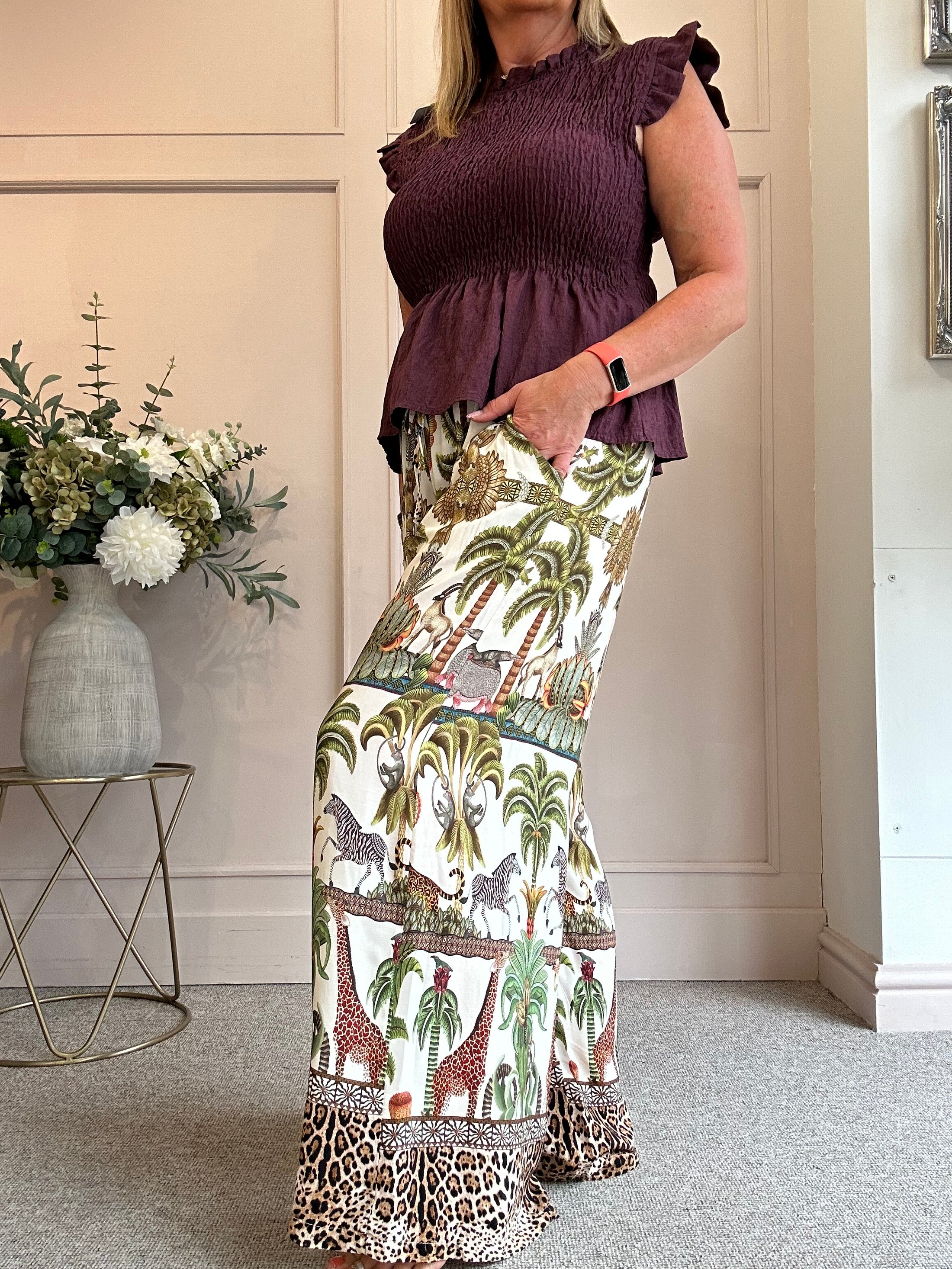 In The Jungle Wide Leg Trouser - Cream