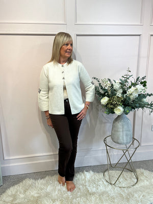 Sparkle Bow Detail Cardigan  - Cream
